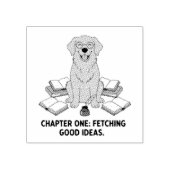 Golden Retriever Writer Reading Graphic Design Rubberstempel (Afrduk)