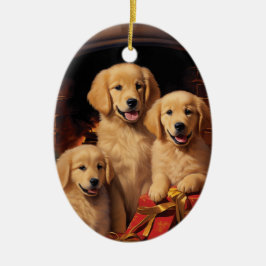 Golden Retriever Xmas Keramisch Ornament