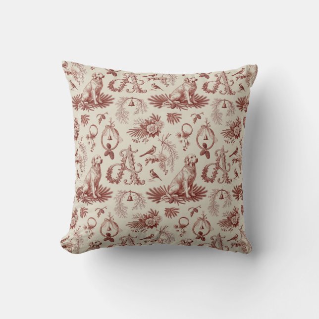 Golden Retriever Xmas Letter A Home Decor Kussen (Voorkant)