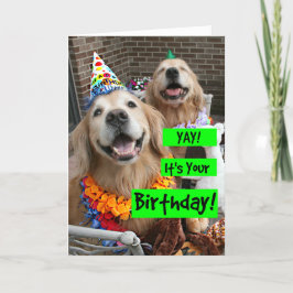 Golden Retriever Yay Het is jouw verjaardag Kaart