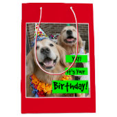 Golden Retriever Yay is jouw verjaardag Medium Cadeauzakje (Voorkant)