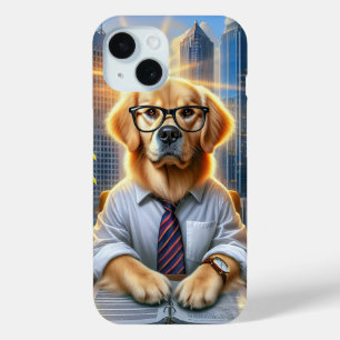 Golden Retriever zakenman in een Kantoor iPhone 15 Case