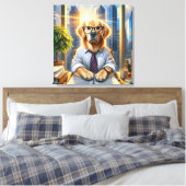 Golden Retriever Zakenman in Kantoor Canvas Afdruk (Insitu (Slaapkamer))