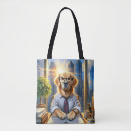 Golden Retriever Zakenman in Kantoor Tote Bag