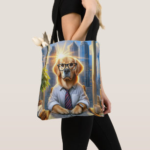Golden Retriever Zakenman in Kantoor Tote Bag