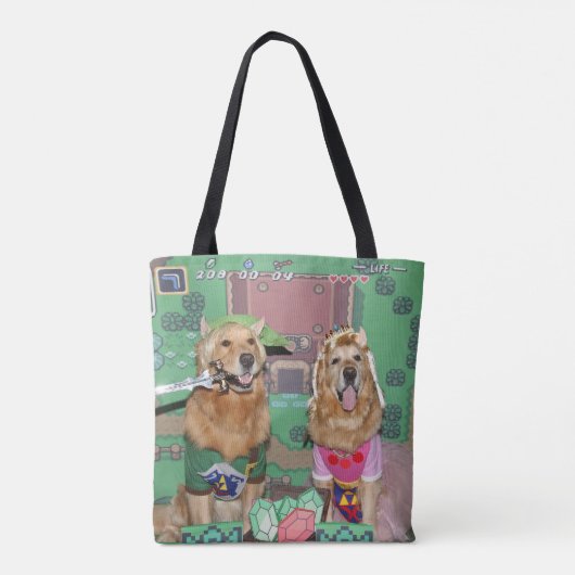 Golden Retriever Zelda en Link Tote Bag (Achterkant)