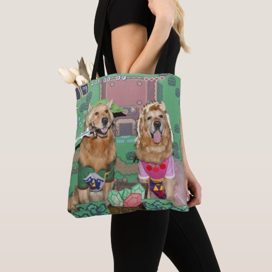 Golden Retriever Zelda en Link Tote Bag (Dichtbij)