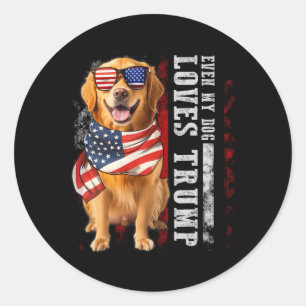 Golden Retriever Zelfs mijn hond houdt van Trump Ronde Sticker