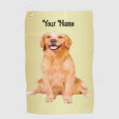 Golden Retriever Zitten - Schattig design Golfhanddoek (Voorkant)