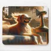 Golden Retriever Zittend voor de Fan Muismat (Voorkant)