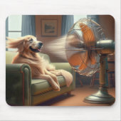 Golden Retriever Zittend voor de Fan Muismat (Voorkant)