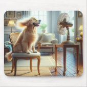 Golden Retriever Zittend voor de Fan Muismat (Voorkant)