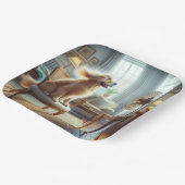 Golden Retriever Zittend voor de Fan Papieren Bordje (Gebogen)