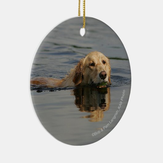 Golden Retriever zwemmen Keramisch Ornament (Rechts)