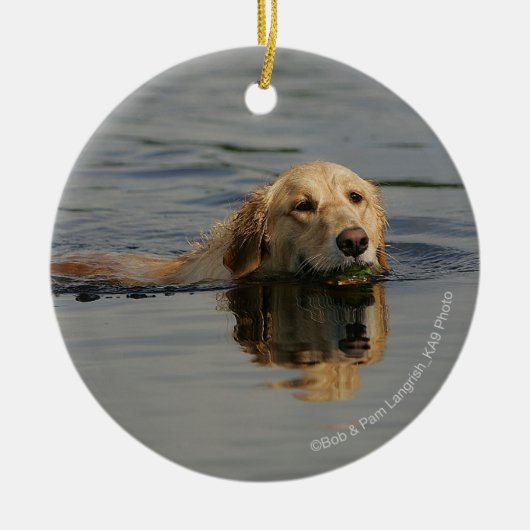 Golden Retriever zwemmen Keramisch Ornament (Voorkant)