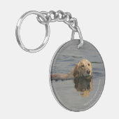 Golden Retriever zwemmen Sleutelhanger (Voorkant Links)