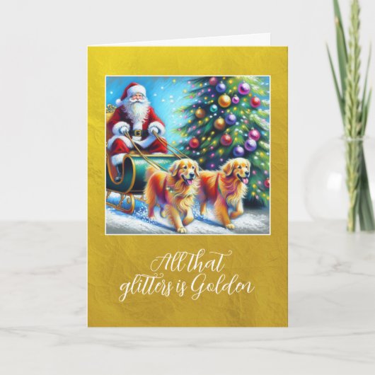 Golden Retrievers - Alles wat Glittert is Gouden Feestdagen Kaart (Voorkant)