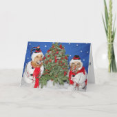 Golden Retrievers als Sneeuwmannen Kerstmis Feestdagen Kaart (Voorkant)