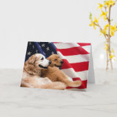 Golden Retrievers American Flag Card Kaart (Gele Bloem)