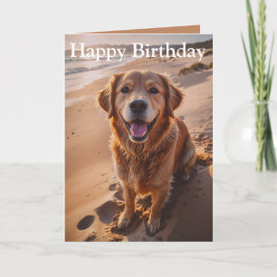 Golden Retriever's Beach Day Kaart