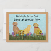 Golden Retrievers Birthday Party Kaart (Voorkant)
