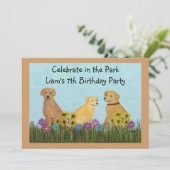 Golden Retrievers Birthday Party Kaart (Staand voorkant)