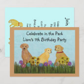 Golden Retrievers Birthday Party Kaart (Voorkant / Achterkant)