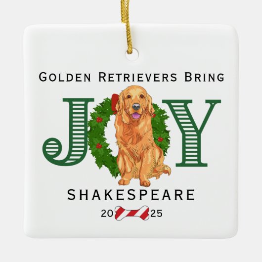 Golden Retrievers brengen vreugde Keramisch Ornament (Voorkant)