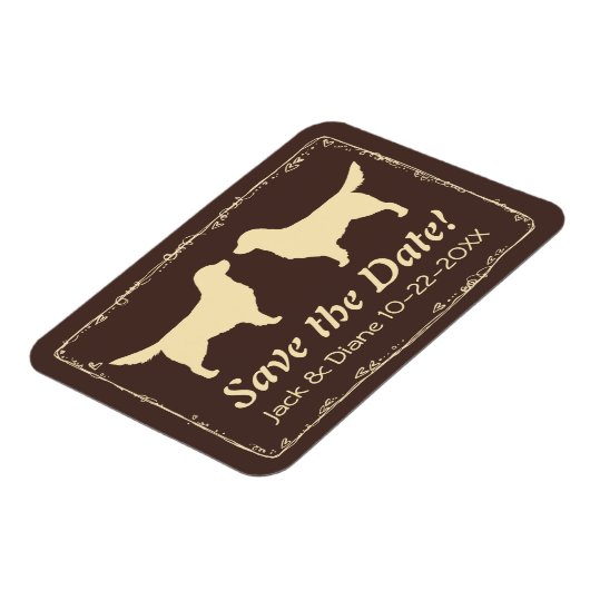 Golden Retrievers Bruiloft Bewaar de datum Magneet (Linkerzijde)