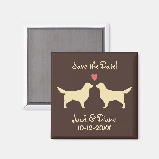 Golden Retrievers Bruiloft Bewaar de datum Magneet (Voorkant / Achterkant)