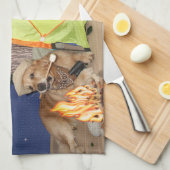 Golden Retrievers Camping Theedoek (Quarter Fold)