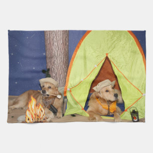 Golden Retrievers Camping Theedoek