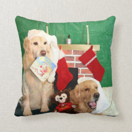 Golden Retrievers De nacht voor Kerstmis Kussen