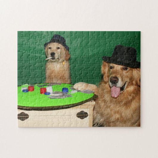 Golden Retrievers die poker spelen Legpuzzel (Horizontaal)