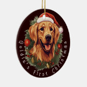Golden Retriever's Eerste Kerstmis Keramisch Ornament (Rechts)