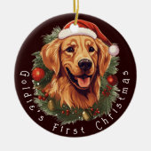 Golden Retriever's Eerste Kerstmis Keramisch Ornament (Voorkant)