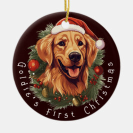 Golden Retriever's Eerste Kerstmis Keramisch Ornament
