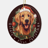 Golden Retriever's Eerste Kerstmis Keramisch Ornament (Links)