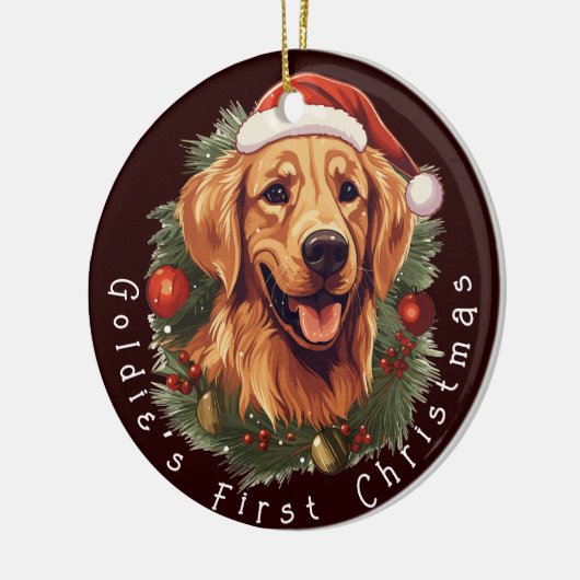 Golden Retriever's Eerste Kerstmis Keramisch Ornament (Links)
