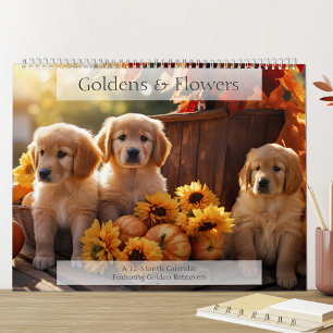 Golden Retrievers en Flowers Hondenliefhebber Kalender