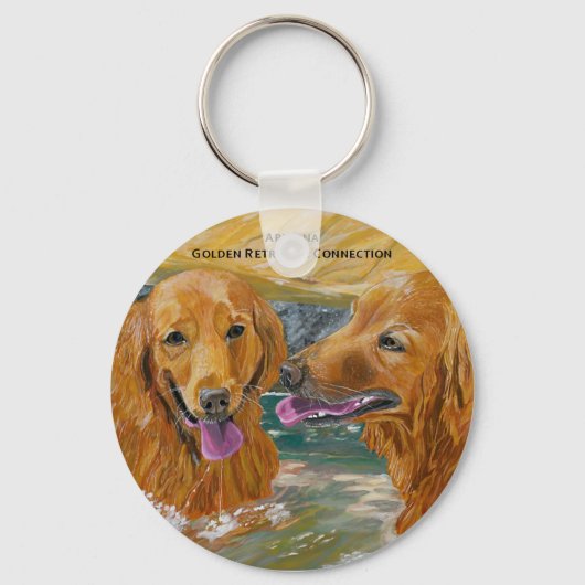 Golden Retrievers Frolic Sleutelhanger (Voorkant)