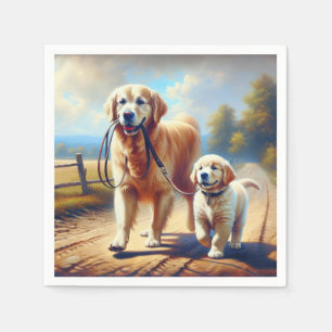 Golden Retrievers gaan wandelen Servet