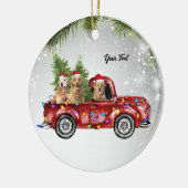 Golden Retrievers goldie dog moeder rode truck pin Keramisch Ornament (Links)
