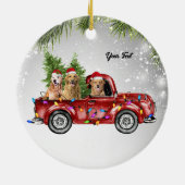 Golden Retrievers goldie dog moeder rode truck pin Keramisch Ornament (Achterkant)