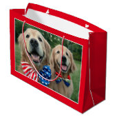 Golden Retrievers in Bow Stropdassen Independence  Groot Cadeauzakje (Achterkant Gekanteld)