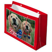 Golden Retrievers in Bow Stropdassen Independence  Groot Cadeauzakje (Voorkant Gekanteld)