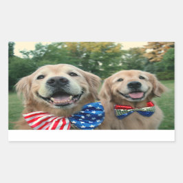 Golden Retrievers in Bow Stropdassen Independence Rechthoekige Sticker