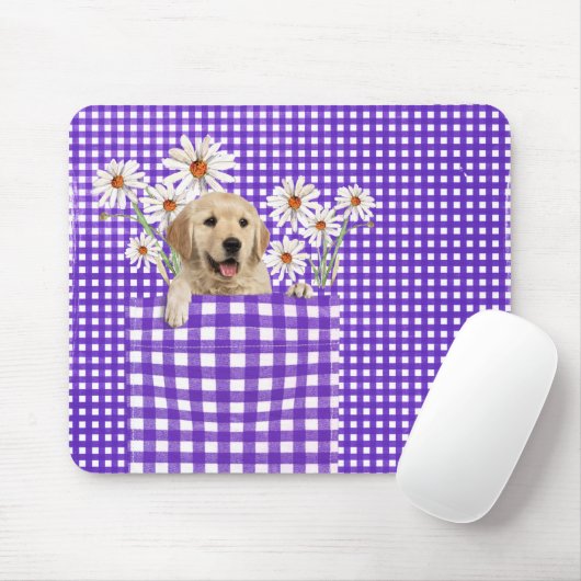 Golden Retrievers in de Muismat van Gingham Pocket (Met muis)