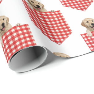 Golden Retrievers in Gingham Pocket Cadeaupapier