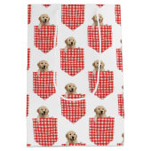 Golden Retrievers in Gingham Pocket Medium Cadeauzakje (Achterkant)
